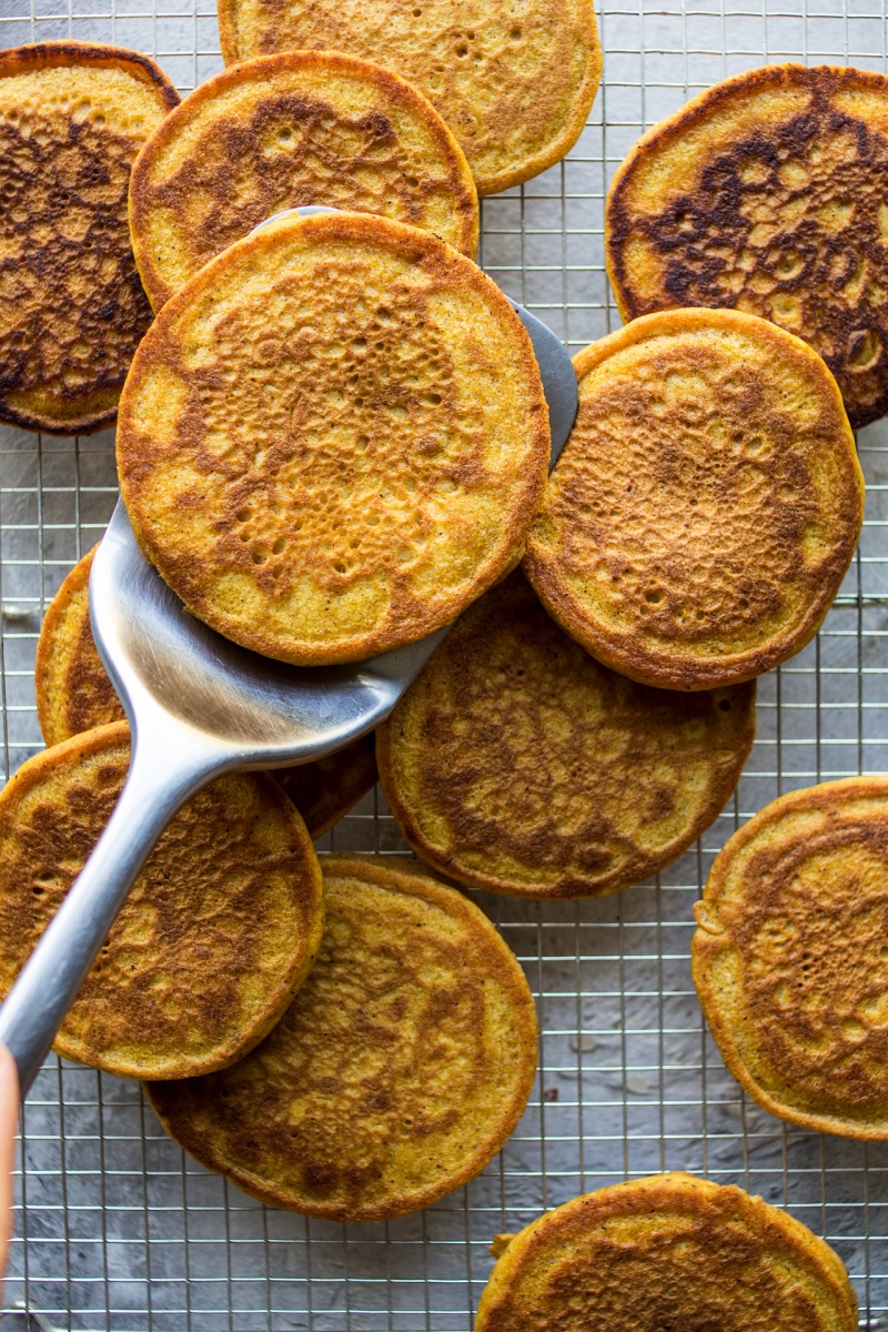 vegan pumpkin pancakes ready