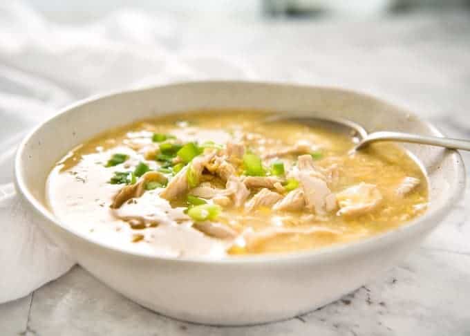 This Chinese Corn Soup with Chicken takes just 15 minutes to make - with no chopping! It
