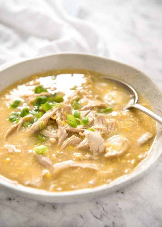 This Chinese Corn Soup with Chicken takes just 15 minutes to make - with no chopping! It