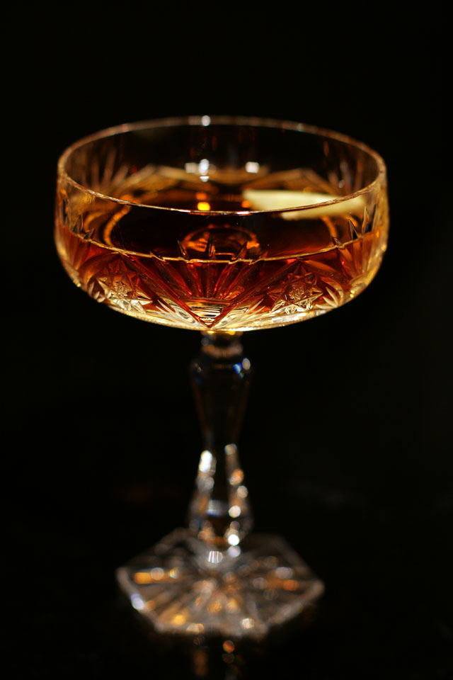 Martinez Cocktail in an antique crystal glass